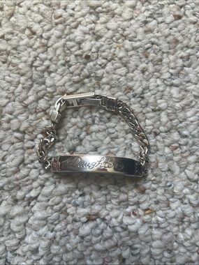 Silver-tone Engraved ID Bracelet - “Daughter” Doncaster Style